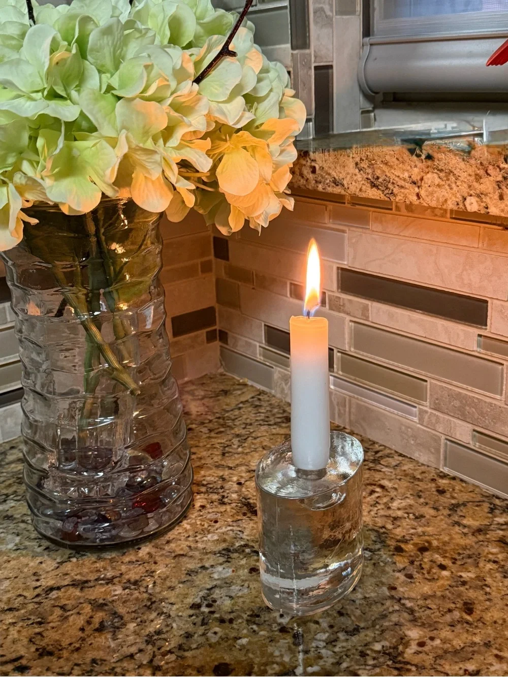 Crate and Barrel Glass Taper Candle Holder